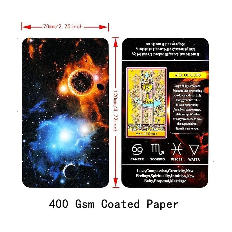 QCFQCF Tarot Cards for Beginners,Tarot Cards with Meanings on Them,Tarot