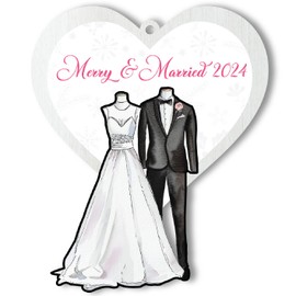 BlinkWishes First Christmas Married Ornament 2024, Newlywed Couple's Keepsake, Wedding Gift for Couples, Mr & Mrs Gifts, Bridal Shower Gift, Marriage Gifts for Newlyweds