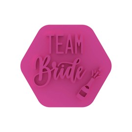 LissieLou Team Bride with Champagne Bottle Cookie Stamp Hen Bridal Bachelorette Party Theme Icing Fondant Embosser - Light Pink