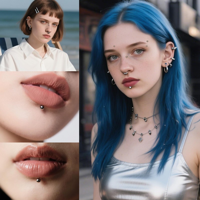 AzureRay 3 Piece Fake Piercing Set, Fake Piercings for Lips,