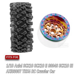 RCMYou Rc Aluminum 2.2 Inch Wheel Rims Tires Wheels for 1/10 Axial SCX10 SCX10 II 90046 SCX10 III AXI03007 TRX4 RC Crawler Car,RC Beadlock Wheel,Bronze