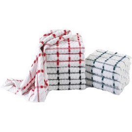 RAYMSTER Kitchen Terry Tea Towel (40 x 65 cm) - 100% Pure Cotton Assorted Colors Super Absorbent Soft Touch Dish Towels Tea Towels Bar Towels Check Designed (Pack of 6)