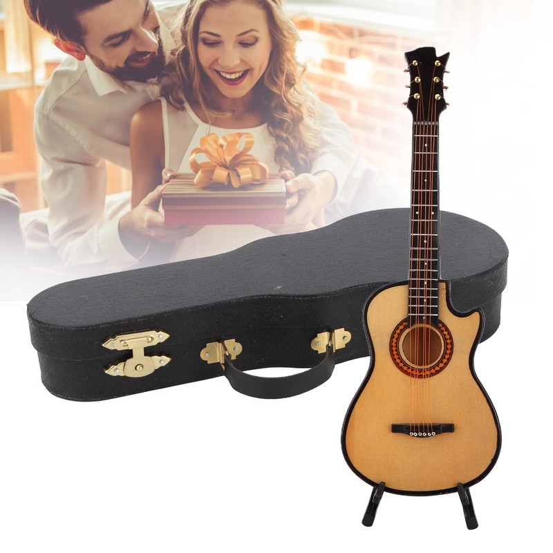 Minature Guitar Model Wooden Mini Musical Instrument Guitar Replica with