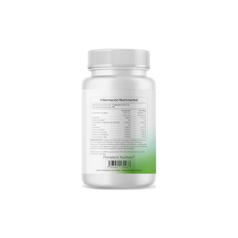 Primetech Nutrition ENZI-PLUS Enzimas Digestivas, Probióticos, 90 Cáps | 50