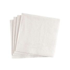 TESFANS 100 Pcs 3 Ply White Beverage Napkin - Custom Napkins for Birthday - 4.8"x4.8" Bulk Disposable Four Fold Cocktail Paper for Party Bar Restaurant Dessert Napkin Table Decorations