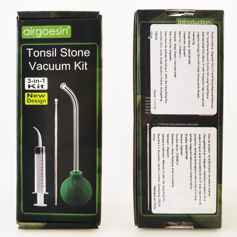 Airgoesin 3-In-1 Tonsil Stone Removal Remover Kit, Tonsil Stone Vacuum