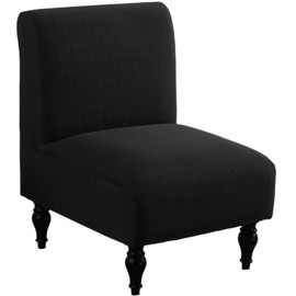 LavishCover Armless Accent Chairs Covers, Thick Armless Recliner Sofa Cover Stretchable, Removable Armless Chair Slipcover for Living Dining Room Hotel (Black, 1pc)
