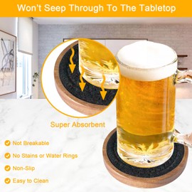 Eykao Drink Coasters Set of 5, Coasters for Drinks Absorbent, Wood Coasters for Coffee Table, Housewarming Gift for Farmhouse Home Decor,4 inches (Black)