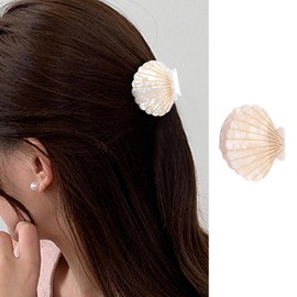 Summer Shell Hair Claw Clip White Seashell Acetate Hair Clips Cute Non Slip Clamps Barrettes White Ombre Acrylic Hair Jaw Clip Spring Summer Shell Hair Accessories for Women Girls Holiday Gifts