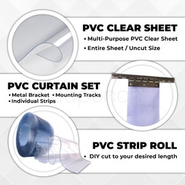 Acepunch PVC Curtains Smooth Strips 60 x 83.8 in (5 x 7ft.) Standard Transparent Waterproof Commercial for freezers, Warehouses, garages, entrances, Halls, Rooms, Resistant and Robust Vinyl AP1173