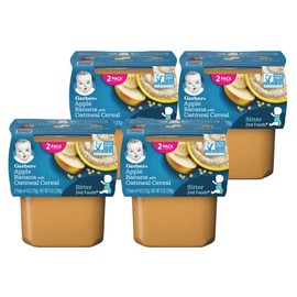 Gerber 2nd Foods Baby Food, Apple Banana with Oatmeal, (2 Tubs/Pack, 4 OZ Each) (Pack of 4)