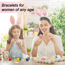 SIXDUTON Easter Gifts Girls Women Bracelet Easter Gifts Children Gifts with Easter Cards, Small Items for Easter Children Party Bag Rabbit Bracelets, One size, Mixed Materials, No Gemstone
