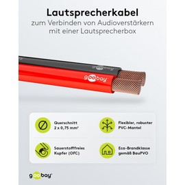 Wentronic 10m 2x 0.75mm Speaker Cable Roll - Red/Black