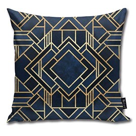 tyui7 Pillowcase Art Deco Fancy Blue Decor Pillowcases Throw Cushion Covers for Sofa and Couch 45x45 cm