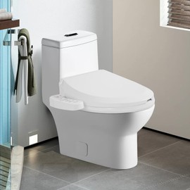 SNKOURIN Bidet Toilet Seat, Elongated Heated Bidet Toilet Seat with Self-Cleaning Nozzle, Multiple Wash Modes, Deodorizer, Adjustable Self-Cleaning Nozzles, LED Light, Soft Close Lid (White)