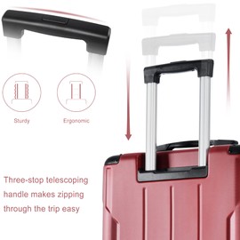 ROCKRAIN 3-Piece ABS Hard Shell Luggage: 20/24/28 Inch Expandable Suitcases with TSA Lock - Double Spinner Wheels & Telescopic Handle for Travel - Red Modern Set for Family Vacation & Business Trips