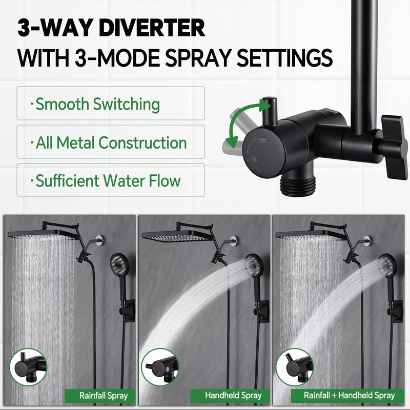 JFJIARUI 13" Shower Heads with Handheld Spray Combo, High Pressure