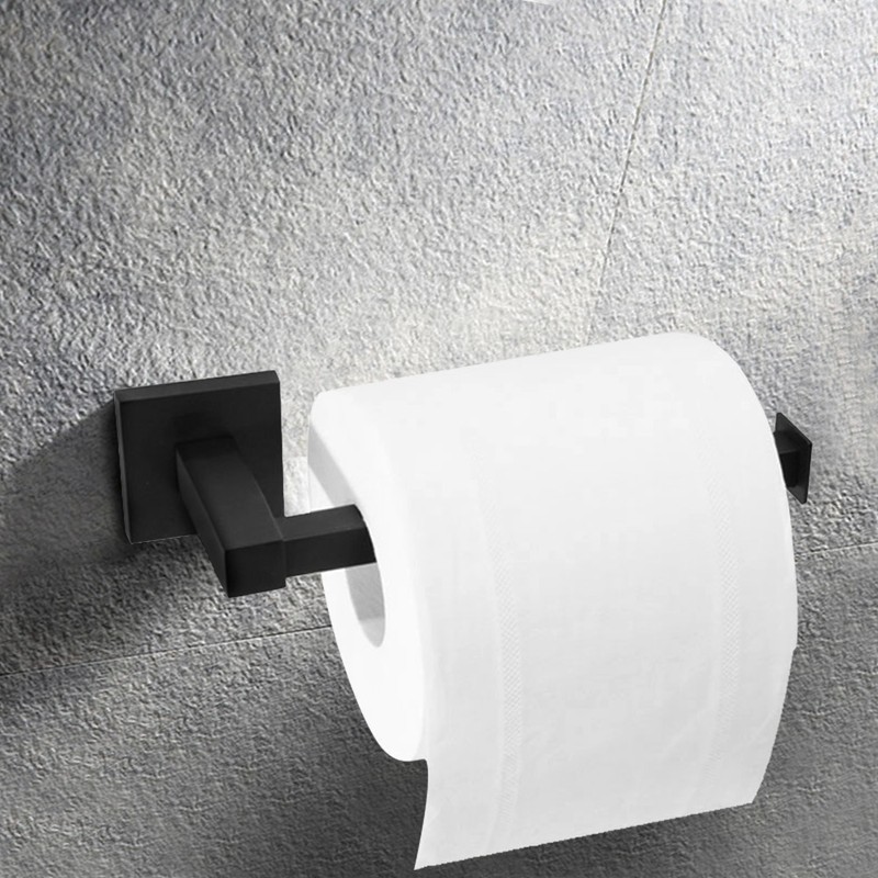 Black Wall Mounted Rack Toilet Roll Paper Holder Bathroom Tissue