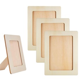 aghoer Set of 4 Wooden Picture Frames, DIY Wooden Picture Frame, DIY Painting Projects, Rectangular Craft Frame Set, for Table Display and Crafts DIY