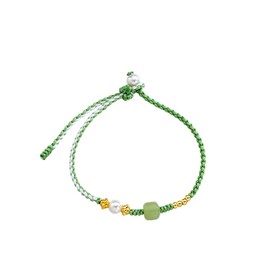 Lucky Rotes Schnur Armband Geflochtene Schnur, Handgemacht Reisperlen auf Schnur Verstellbar, Gute Reise Geschenk Talisman Wunsch Sicherheit Wohlstand Guard Ihre Liebe Geschenk für Frauen Mädchen (c)