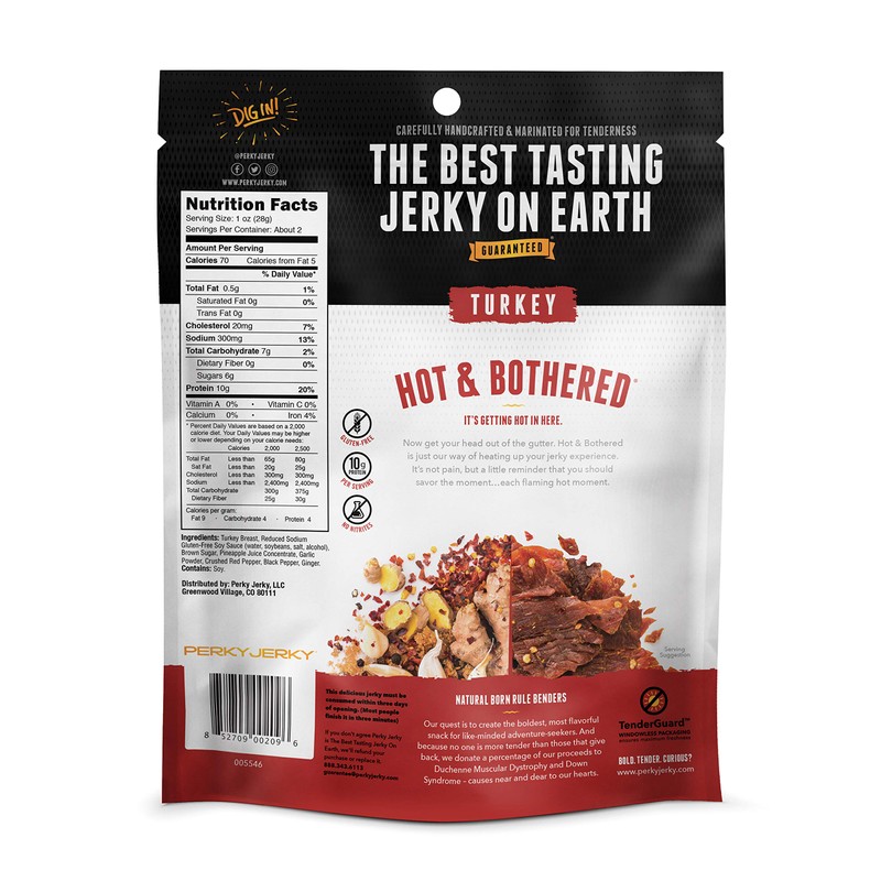 Perky Jerky Hot and Bothered Turkey Jerky, 2.2oz (Pack of