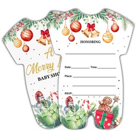 LyoGao Christmas Baby Shower Invitations With Envelopes (20 Pack) - a Merry Little Baby Shower Party Fill in Invites Cards for Winter Xmas Holiday