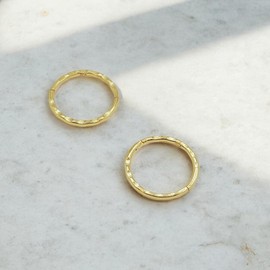 24K Gold Plated On 925 Sterling Silver Facet Hoop Earrings - Small Thin Handcrafted - 8mm 10mm 12mm 14mm (8mm)
