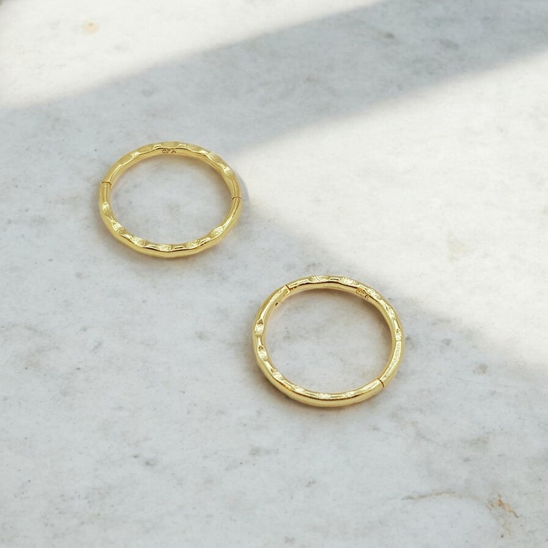24K Gold Plated On 925 Sterling Silver Facet Hoop Earrings