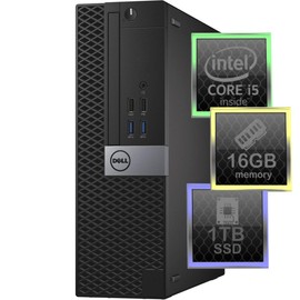 Dell Optiplex 7040 Desktop Computer | Quad Core Intel i5 (3.2) | 16GB DDR3 RAM | 1TB SSD Solid State | Windows 10 Professional | Home or Office PC (Renewed)