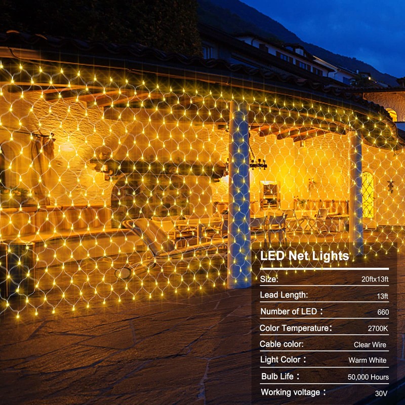 ZAIYW 660 LED Net Lights Outdoor Mesh Lights, 20Ft x