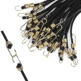 HIDOSNG 15Pack Mini Bungee Cords with Hooks 10 Inch Black Elastic Rope Rubber Strap Mini Rubber Cord Elastic Bungee Straps for Outdoor Camping Luggage Roof Racks Securing Car Tents Tarps Bikes Rvs
