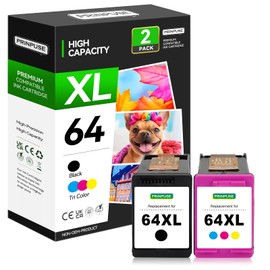 PRINPUSE 64XL Ink Cartridges Black and Color Replacements for HP 64XL Ink Cartridge Combo Pack HP 64 Ink for Envy Photo 7855 7858 7155 7120 7800 6252 6255 7158 7100 7164 Printer (2 Pack)