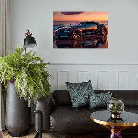 Bugatti Car Posters For Walls Vintage Racing Car Canvas Prints For Home Decor Office Decor CUnframe-style 18x12inch(45x30cm)