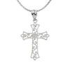 925 Sterling Silver Diamond Filigree Holy Cross Pendant With 22