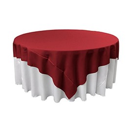 LA Linen Polyester Poplin Washable Square Tablecloth, Stain and Wrinkle Resistant Table Cover 72x72, Fabric Table Cloth for Dinning, Kitchen, Party, Holiday 72 by 72-Inch, Cranberry