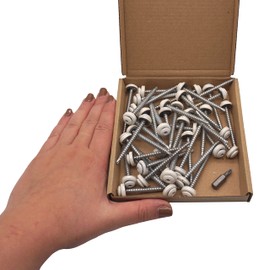SKIR'CO (40 Pieces) Roofing Screws 4.8 x 60 mm Painted Self-Drilling Screws with EPDM Washers, Torx Head (Pure White RAL 9010)