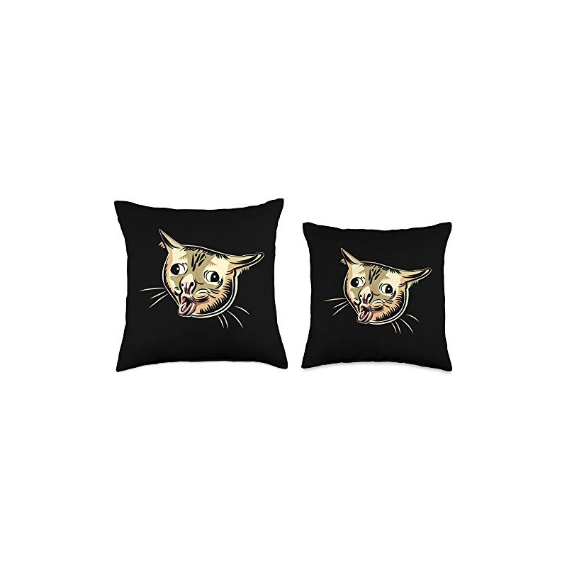 Coughing Cat Funny Cat Meme Graphic Throw Pillow
