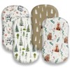4 Pack Woodland Neutral Bassinet Sheets Set Unisex Forest Animals
