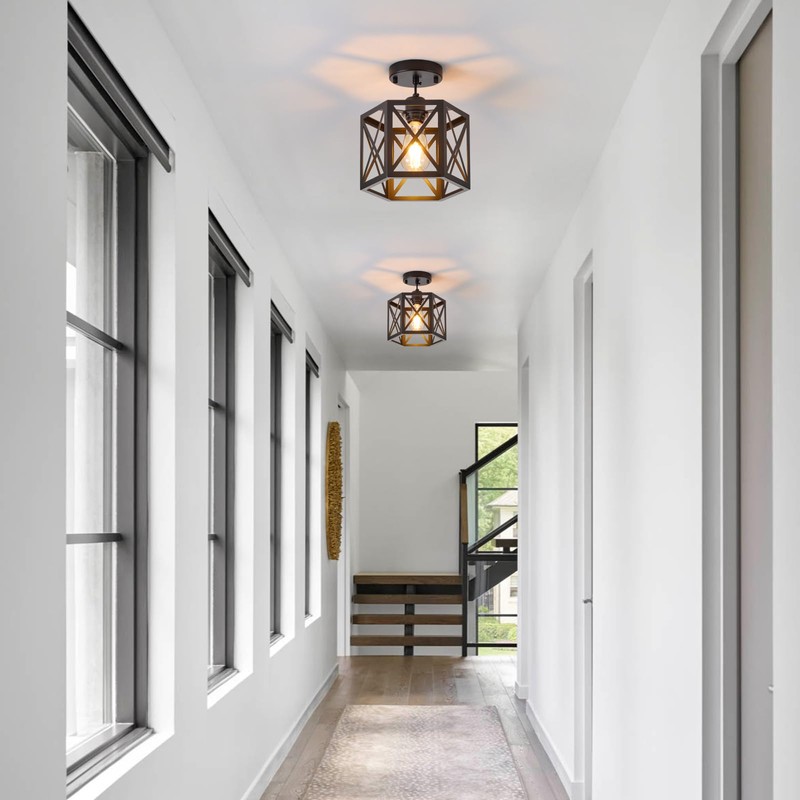 XSDeTu 2 Pack Farmhouse Pendant Lights, Modern Black Hanging Light