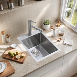 VAPSINT 13x15 Modern Commercial Topmount Drop in Black Bar Sink,Single Bowl Bar Rv Kitchen Sink with Stainless Steel Grid&Strainer