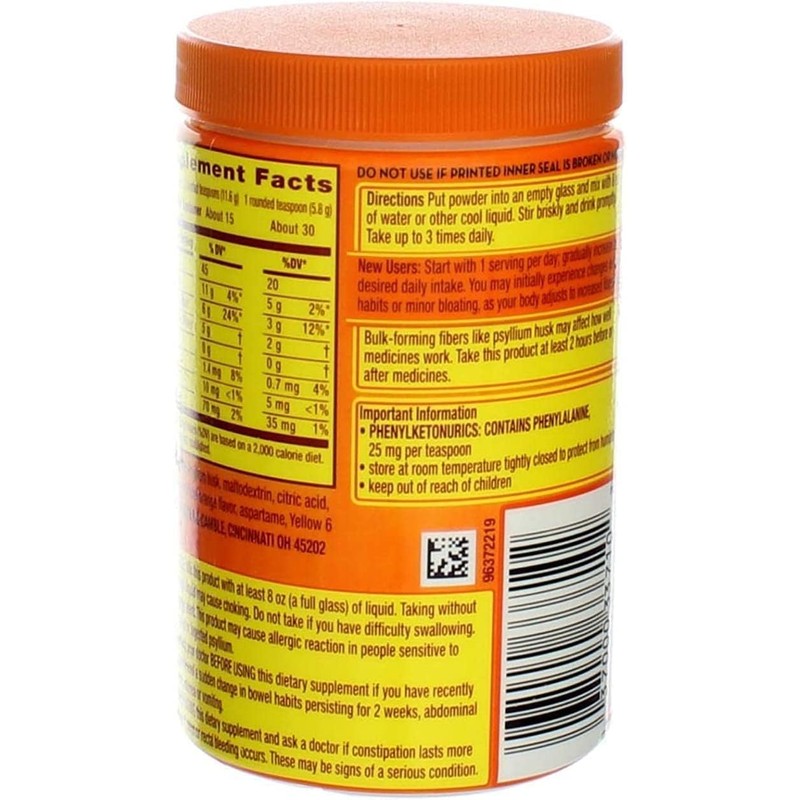 Metamucil Daily Fiber Supplement/Therapy for Regularity, Sugar Free, Orange Smooth,