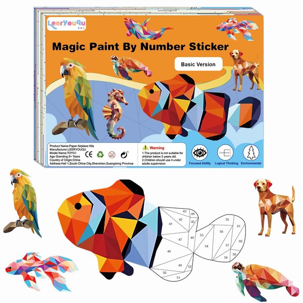 LEERYOUQU Sticker Paint Book, Entertaining Stickers Activity with Marine Animals