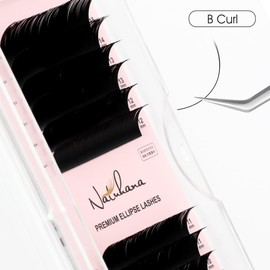 NATUHANA Ellipse Flat Eyelash Extension D Curls 0.20 mm 8-15 mm Mixed Tray Individual Volume Eyelash Accessories Eyelash Extension (Black; 0.20 D, 8-15 Mix)
