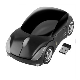 Usbkingdom - mouse inalámbrico de 2,4 GHz, diseño deportivo 3D, ergonómico, con receptor USB, para PC, portátil, computadora, mujeres, manos pequeñas (negro)