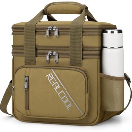 Bolsa de Almuerzo RealCool, Caja de Almuerzo Térmica para Hombres y Mujeres, Nevera Flexible Antifugas de Doble Compartimento con Correa Ajustable, Lunchbox Reutilizable para Trabajo, Viajes y Camping