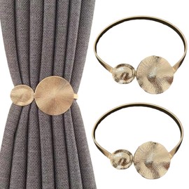 Uoocg Pack of 2 Curtain Tiebacks Gold Metal Modern Curtain Buckle Curtains Accessories for Indoor Living Room Bedroom (Lotus Leaf)