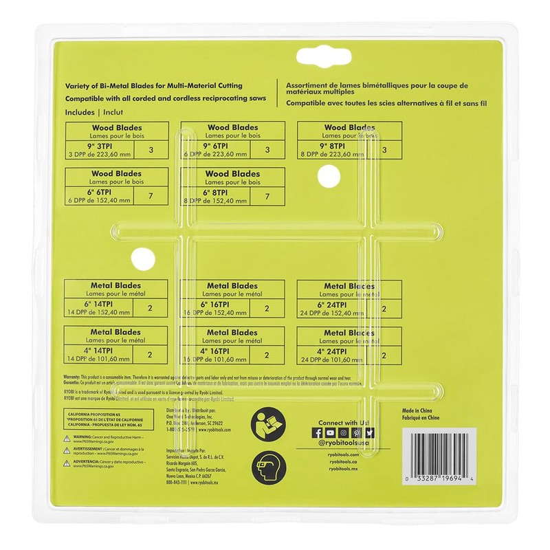 RYOBI Multi-Purpose RECIPROCATING Saw Blade Set 35-Piece A233501