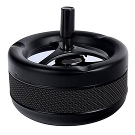 Rotating ashtray 13 cm diameter ashtray metal black matt PVC band carbon look rotating ashtray