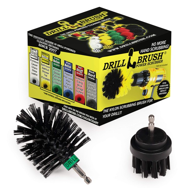 BBQ Grill Cleaning 2 Piece Mini Size Black Ultra Stiff Rotary Cleaning Drill Brushes Used for Lodge Fireplaces, Furnaces, Baked-on Food, and Industrial Applications by Drillbrush