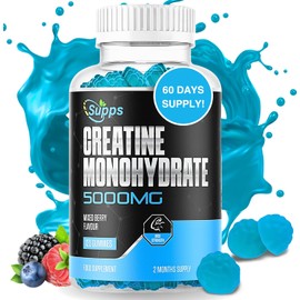 Creatine Gummies 5000mg 120 gummies Max Strength Muscle Growth/Recovery Supplements for Men & Women Creatine Monohydrate, Vegan Gym Pre Workout Chewable Gummies, 2 Month Supply (Mixed Berry)